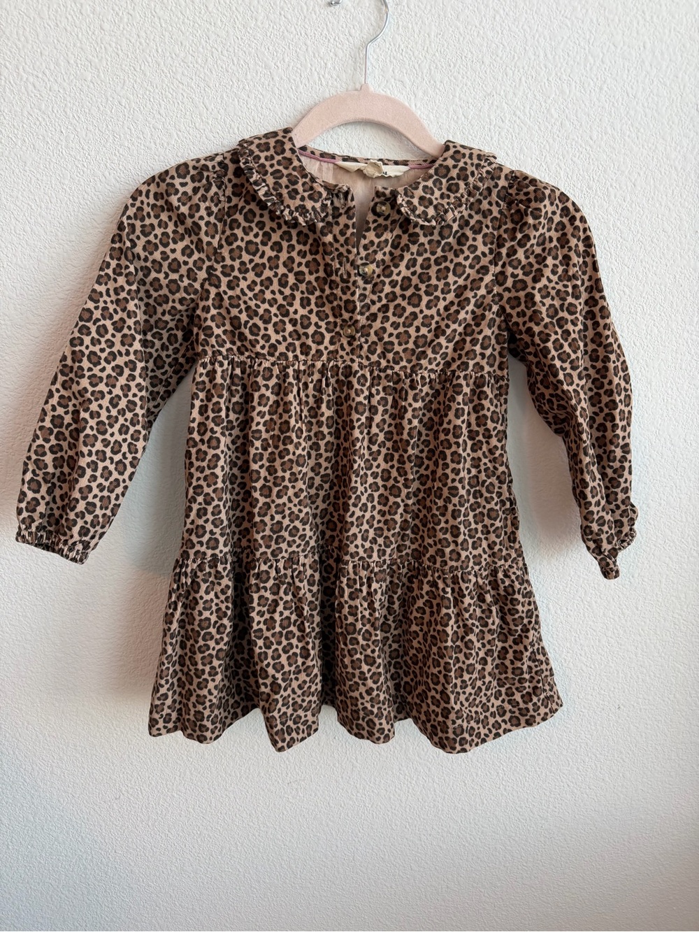 Mini Biden Cheetah Print Corduroy Dress 5-6 Years